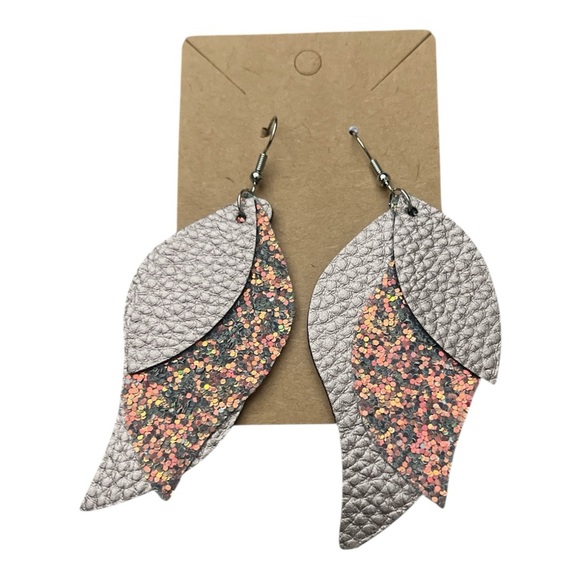 Jewelry - 5/$25 Silver and Glitter Leaf Earrings